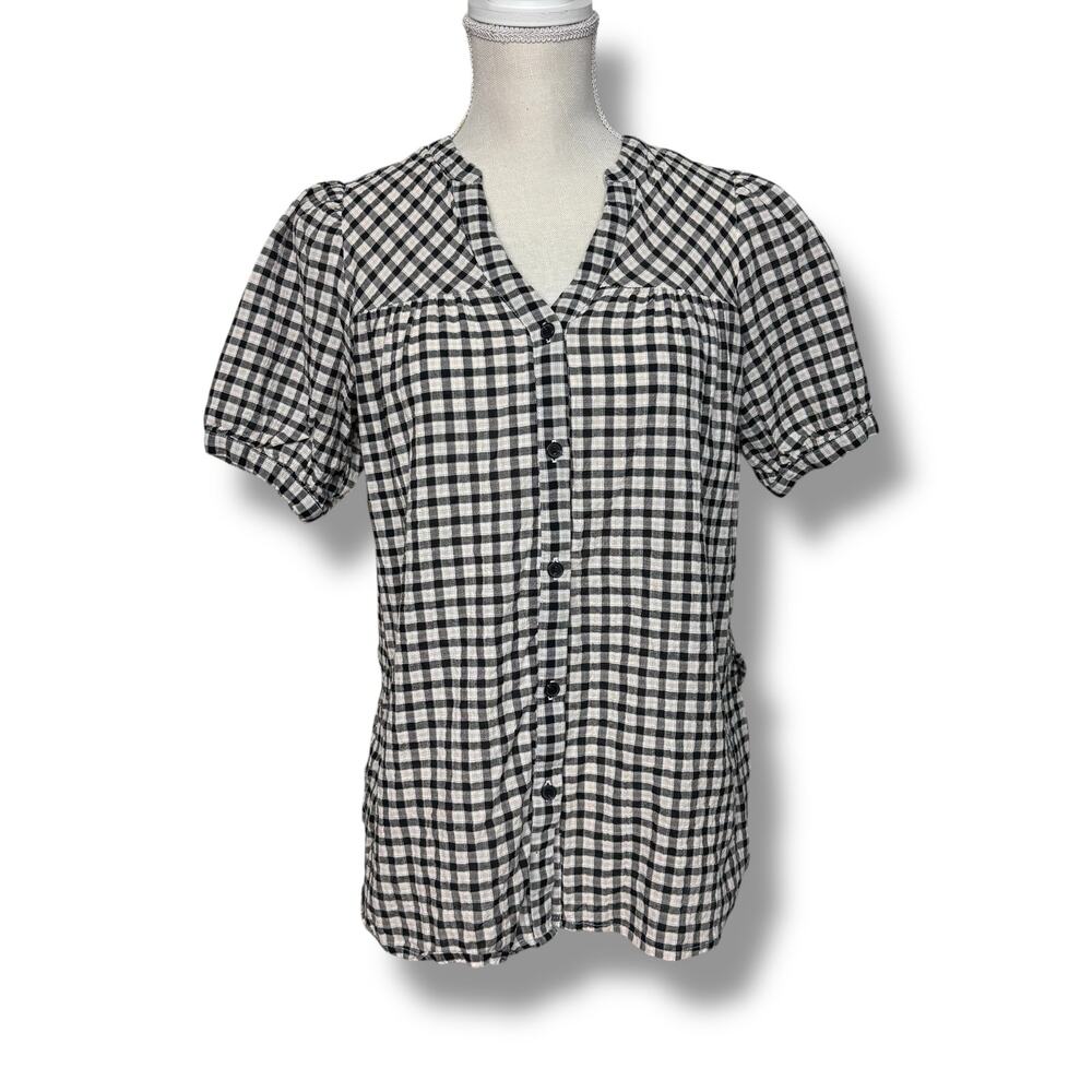 The Nines by Hatch Black and White Plaid Button Up Size XS